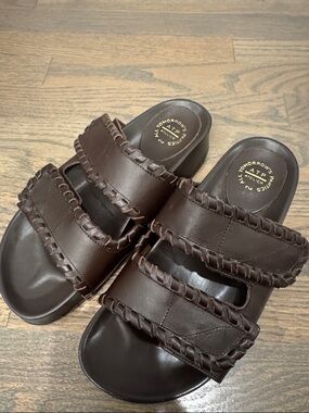 ATP Atelier Brown Leather Slide Sandals size 37 7
